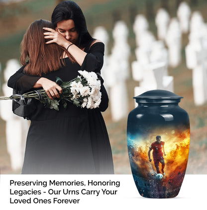 10 Inch Classic Soccer Urn, Aluminium cremation urn.