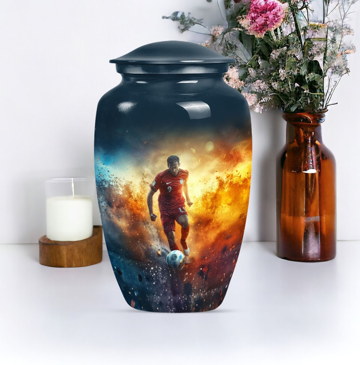 10 Inch Classic Soccer Urn, Aluminium cremation urn.