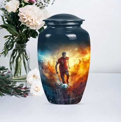10 Inch Classic Soccer Urn, Aluminium cremation urn.