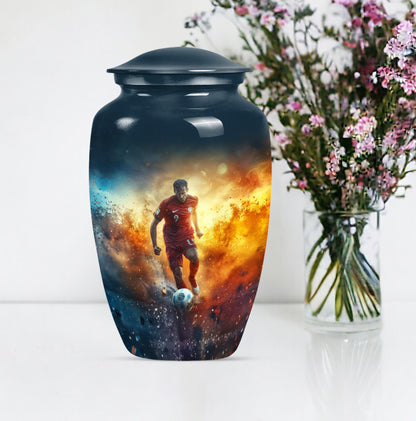 10 Inch Classic Soccer Urn, Aluminium cremation urn.