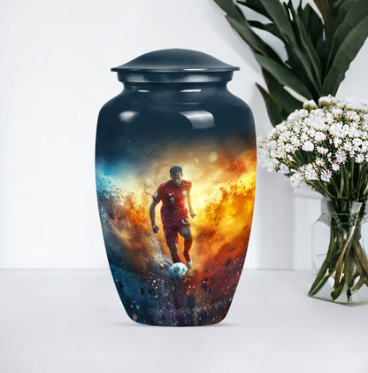10 Inch Classic Soccer Urn, Aluminium cremation urn.