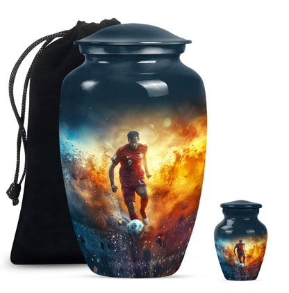 10 Inch Classic Soccer Urn, Aluminium cremation urn.
