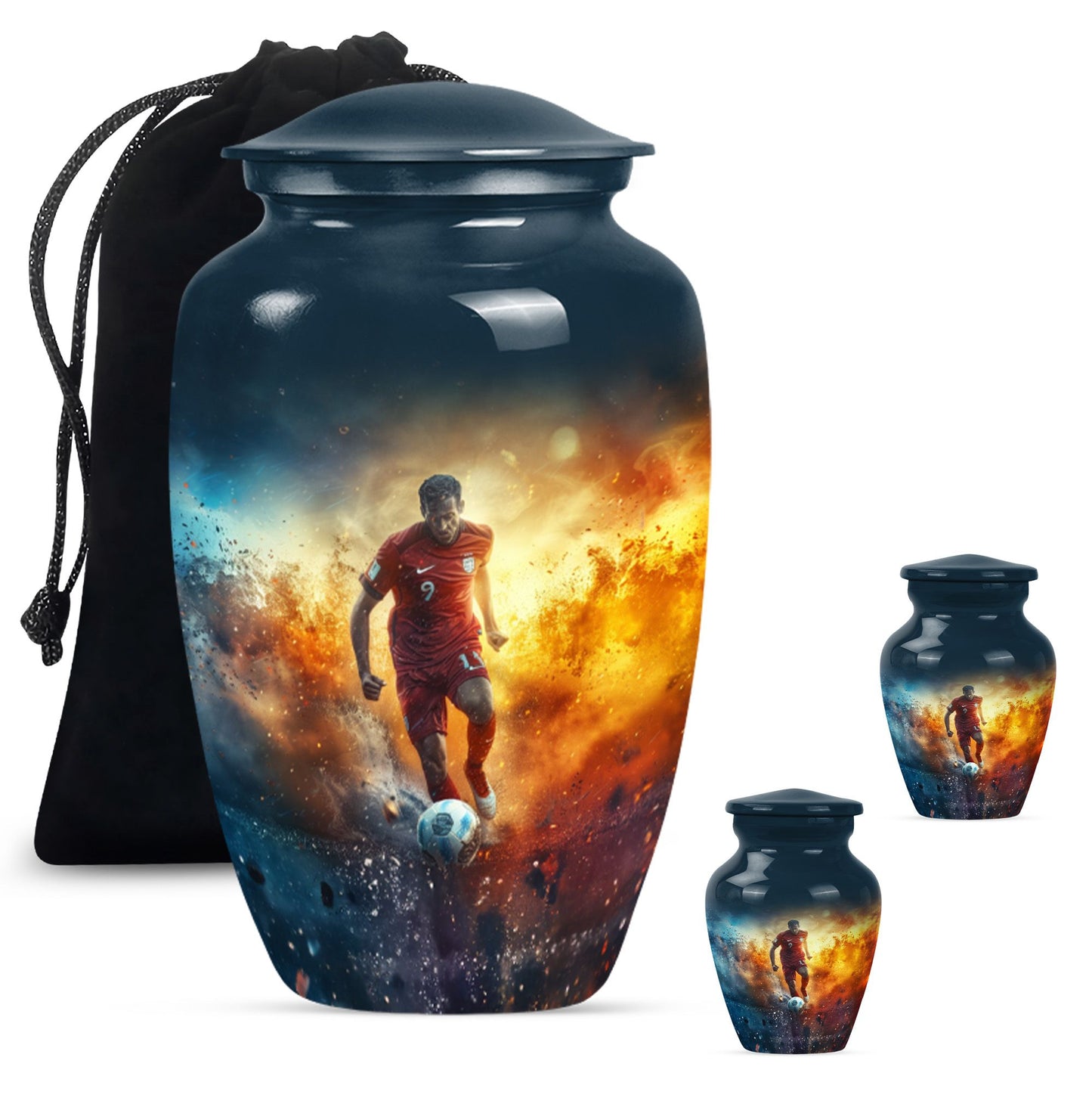 Personalized Soccer Cremation Urn for Human Ashes - 10-inch, 200 cu in - Yatskia