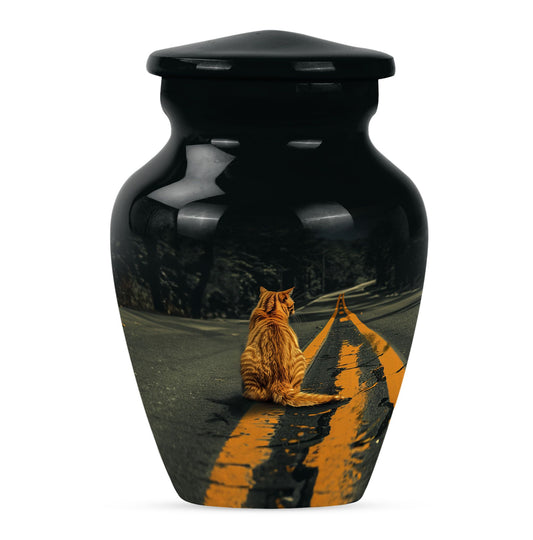 Orange Cat Keepsake Funeral - Ashes Cremation Urn For Ashes