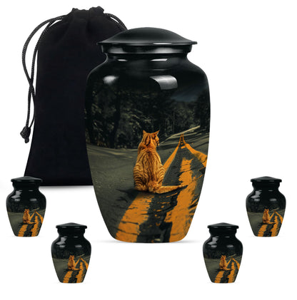 Orange Personalized Cat Keepsake Urn for Pet Ashes -  Yatskia