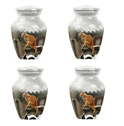 Orange Personalized Cat Keepsake Urn for Pet Ashes - Yatskia