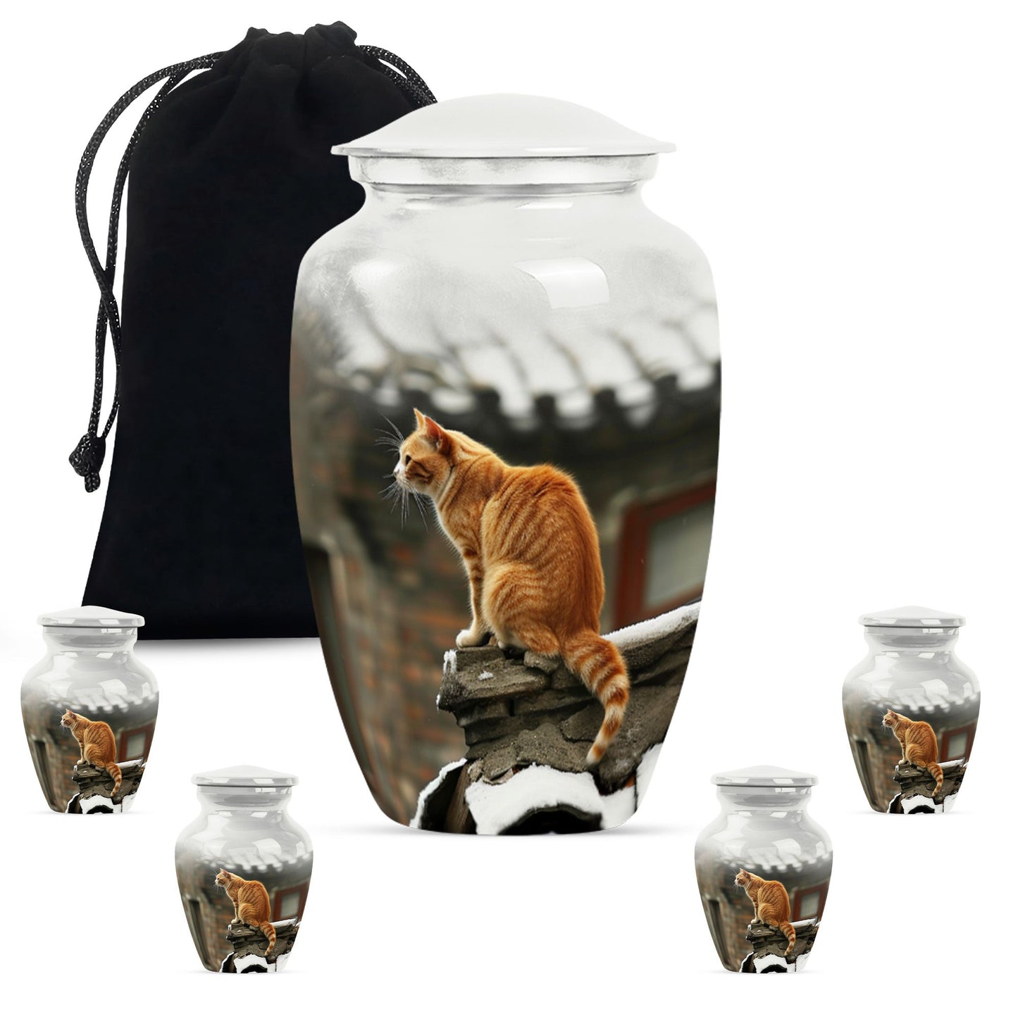 Orange Personalized Cat Keepsake Urn for Pet Ashes - Yatskia