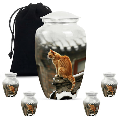 Orange Personalized Cat Keepsake Urn for Pet Ashes - Yatskia