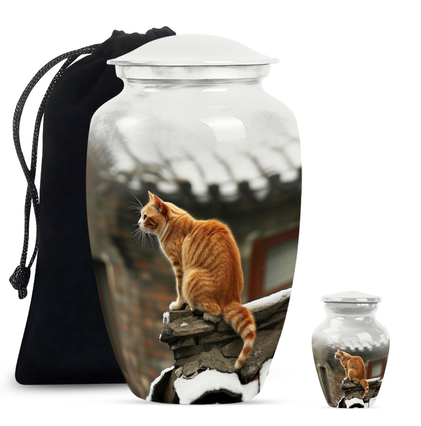Orange Personalized Cat Keepsake Urn for Pet Ashes - Yatskia