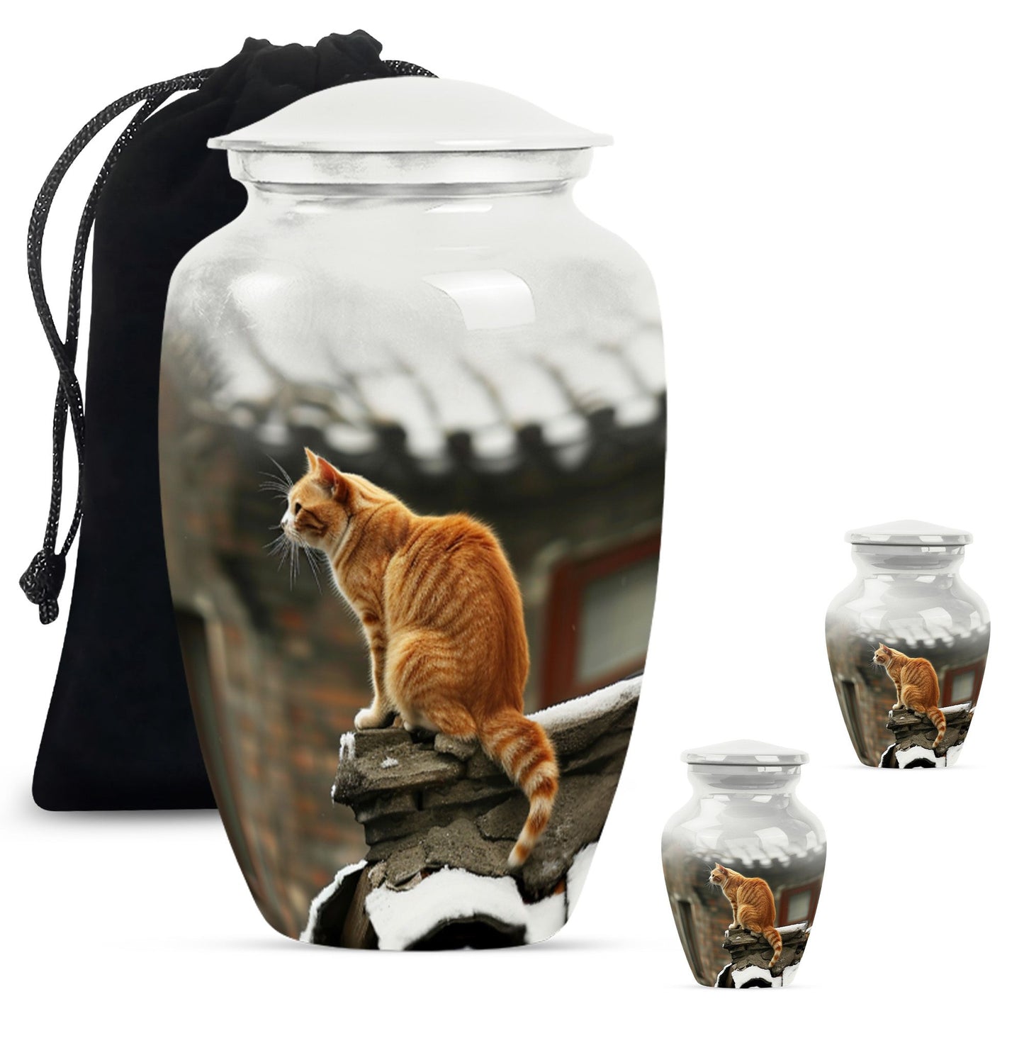 Orange Personalized Cat Keepsake Urn for Pet Ashes - Yatskia
