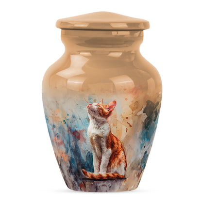 10-inch orange cat cremation urn