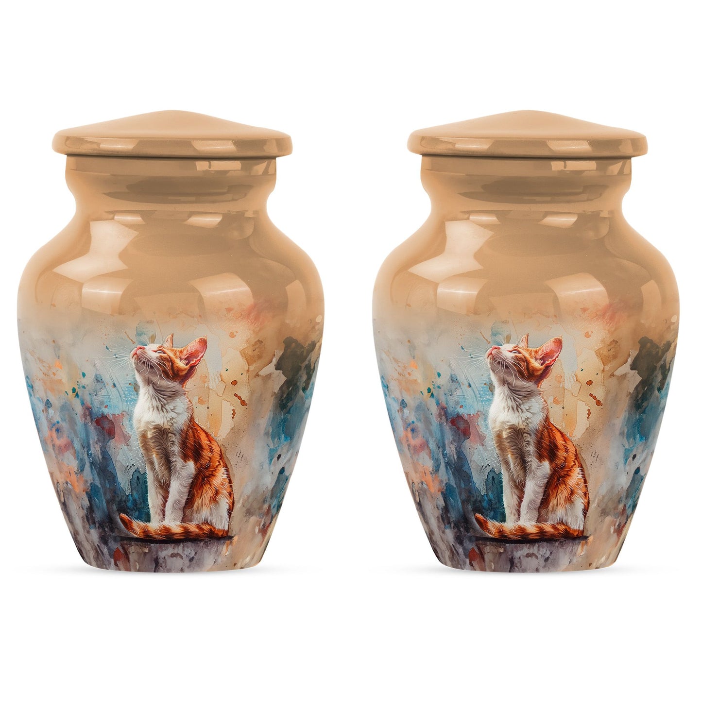10-inch orange cat cremation urn