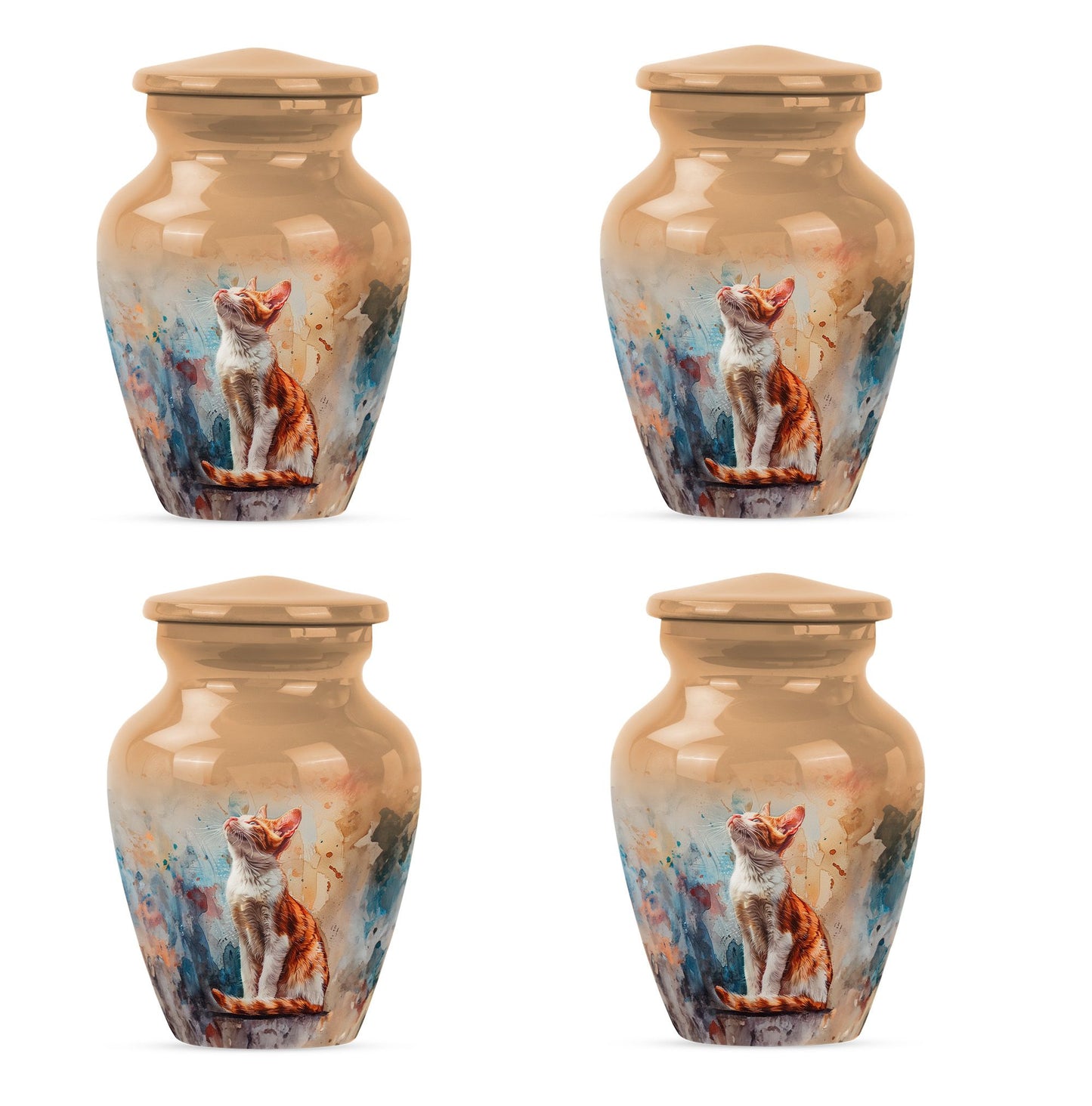 10-inch orange cat cremation urn