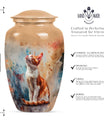 10-inch orange cat cremation urn