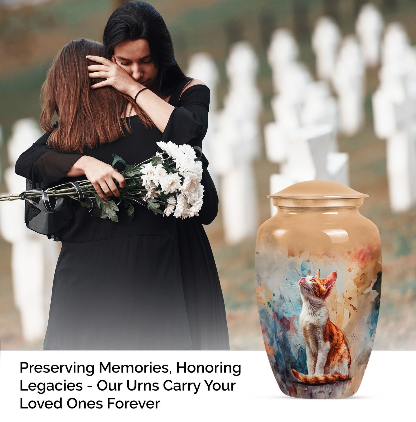 10-inch orange cat cremation urn