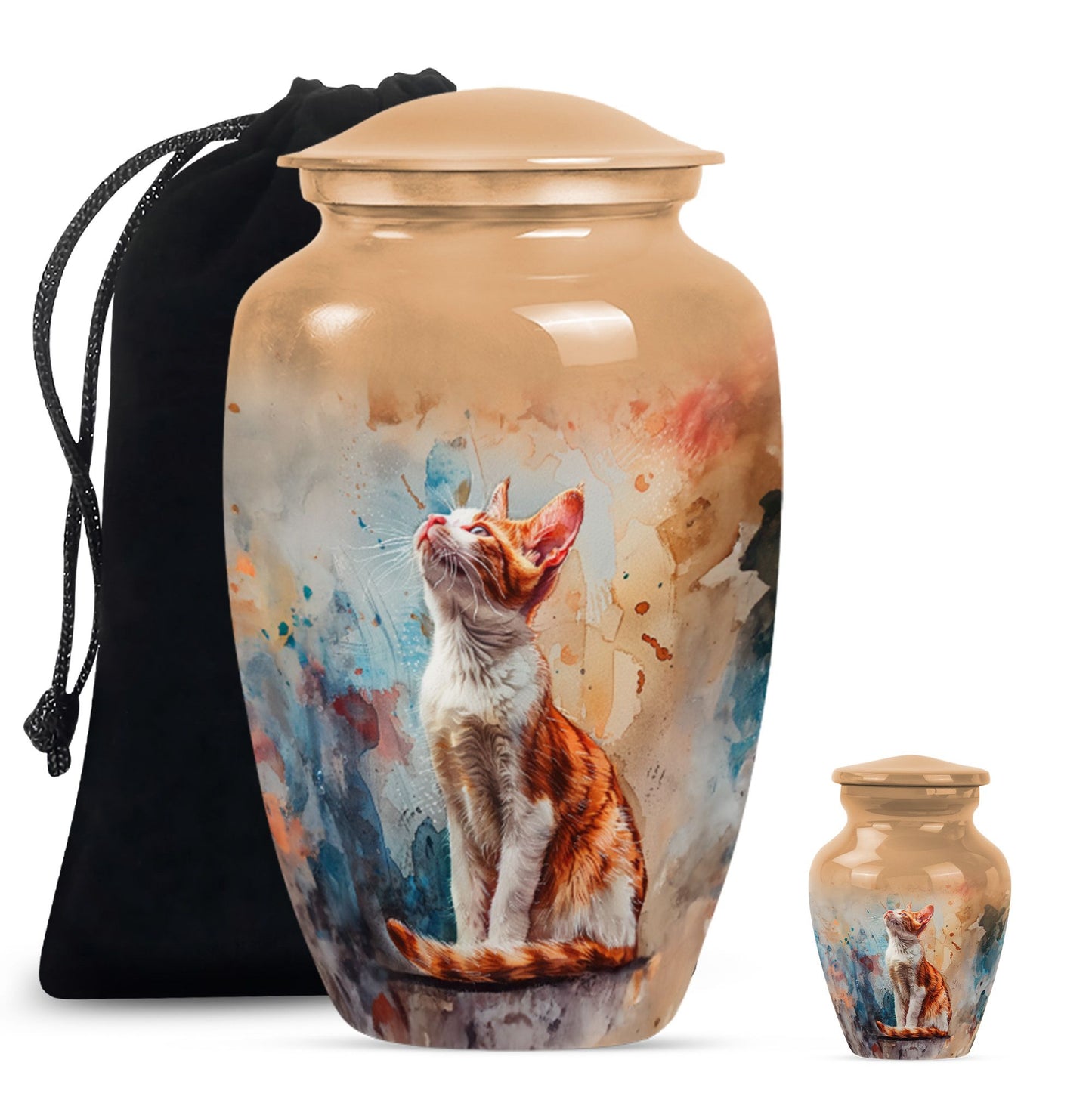 10-inch orange cat cremation urn
