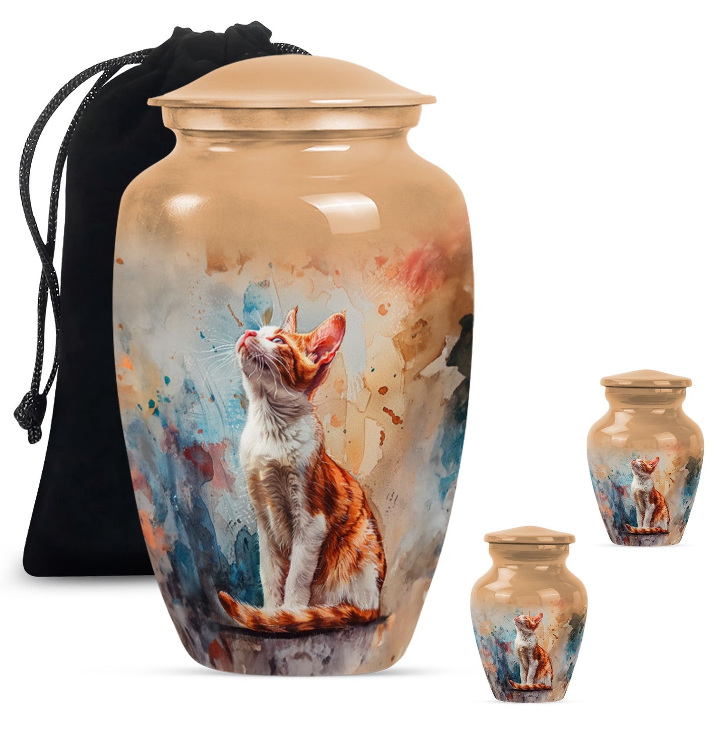 10-inch orange cat cremation urn