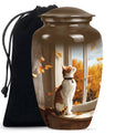 orange cat aluminium urn for adult man's cremation ashes