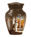 orange cat aluminium urn for adult man's cremation ashes