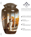 orange cat aluminium urn for adult man's cremation ashes