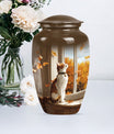 orange cat aluminium urn for adult man's cremation ashes