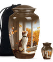 orange cat aluminium urn for adult man's cremation ashes