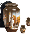 orange cat aluminium urn for adult man's cremation ashes
