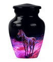 Elegant 10-inch zebra urn for burial cremation.