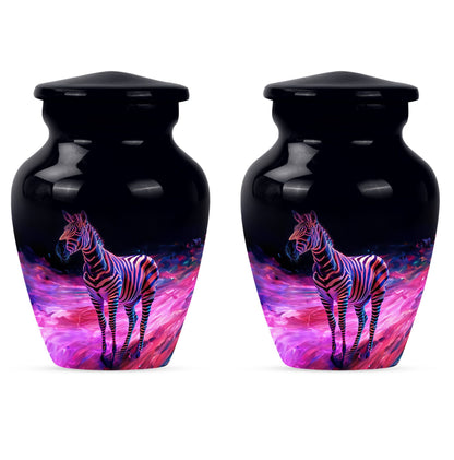 Elegant 10-inch zebra urn for burial cremation.