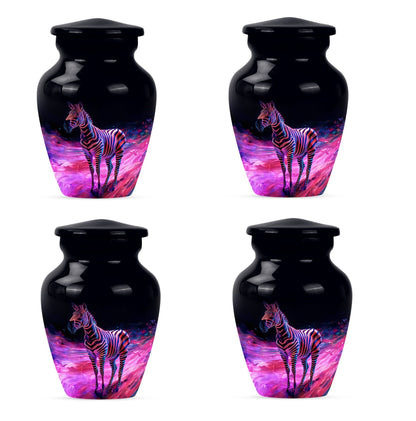 Elegant 10-inch zebra urn for burial cremation.