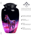 Elegant 10-inch zebra urn for burial cremation.