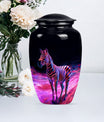 Elegant 10-inch zebra urn for burial cremation.