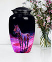 Elegant 10-inch zebra urn for burial cremation.