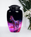 Elegant 10-inch zebra urn for burial cremation.