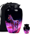 Elegant 10-inch zebra urn for burial cremation.