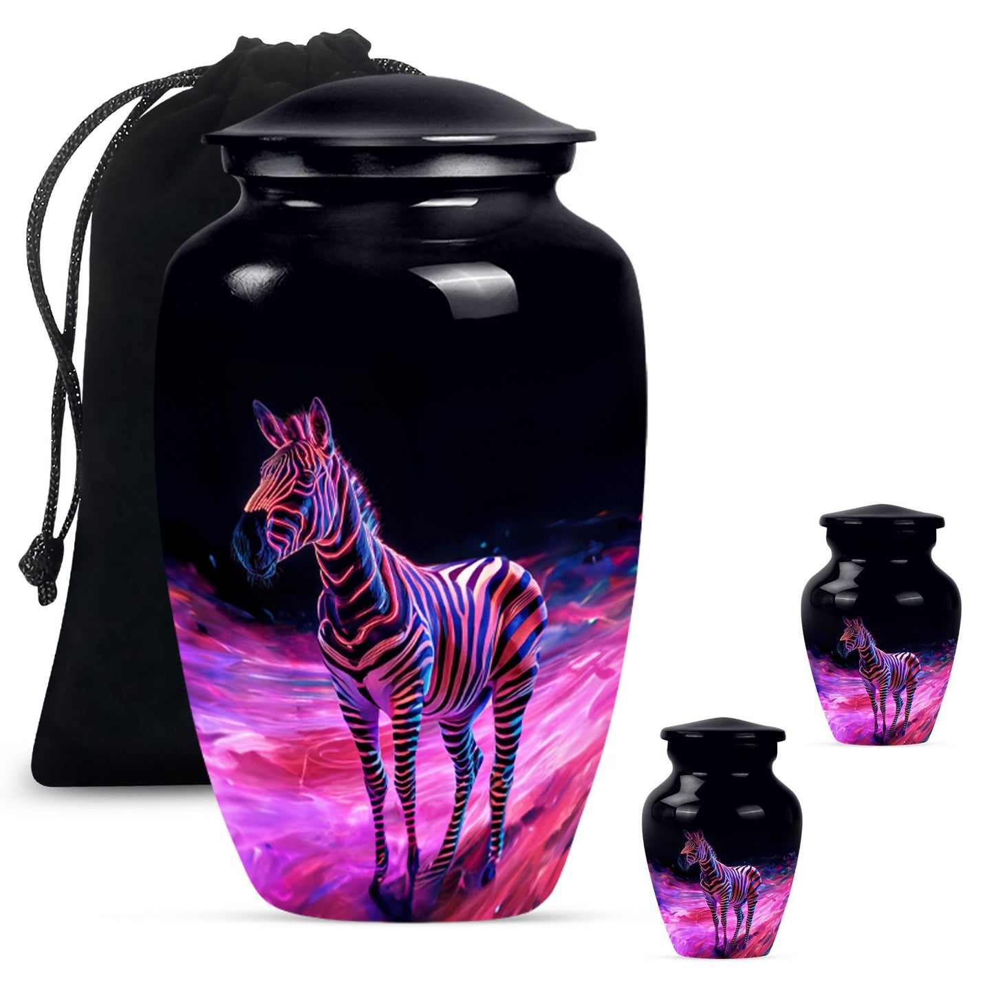 Elegant 10-inch zebra urn for burial cremation.