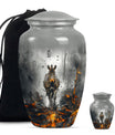 Classic zebra urn for adult ashes with personalized engraving.