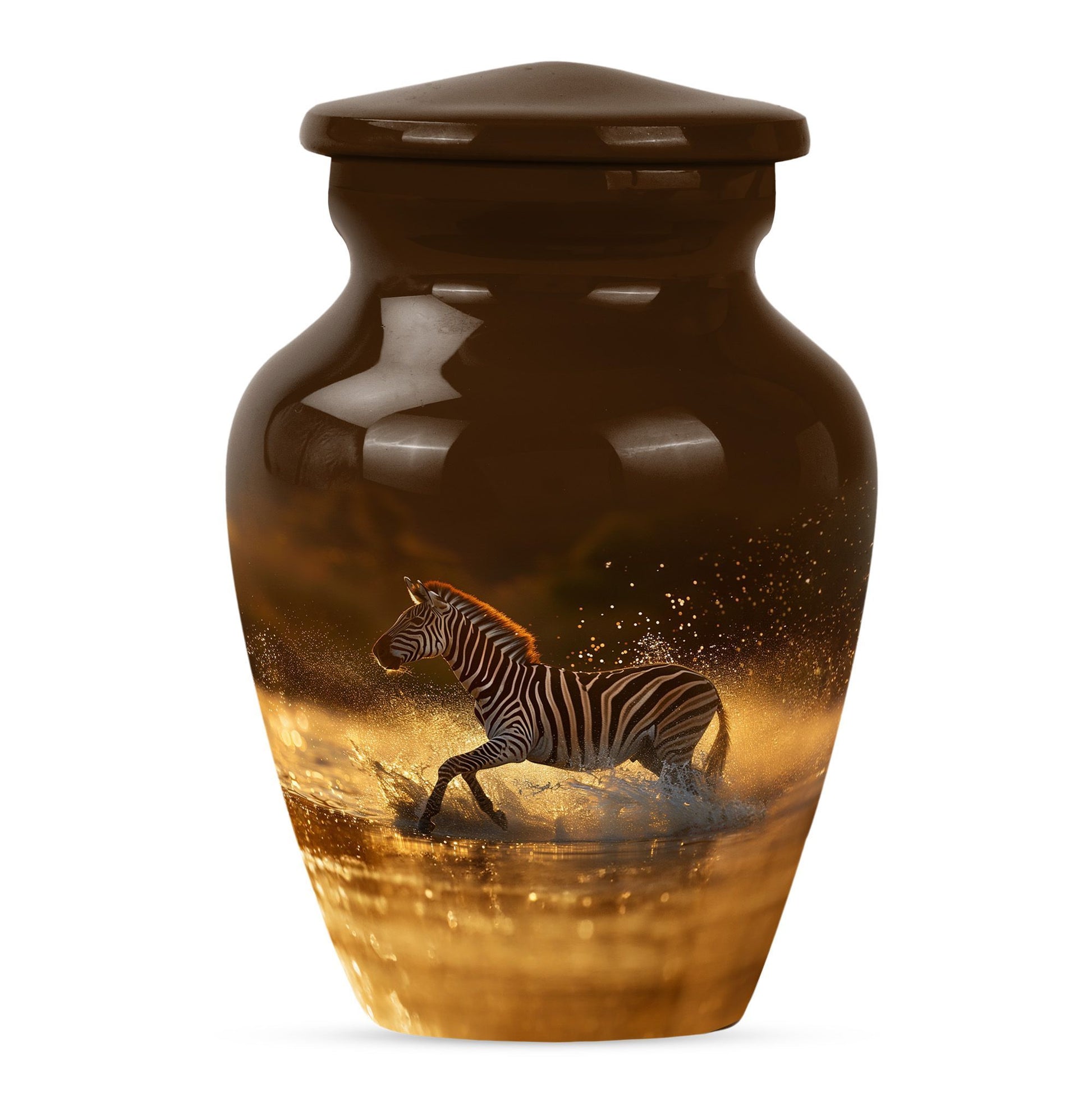 Zebra urn for women's cremation, personalized