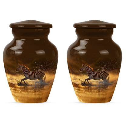 Zebra urn for women's cremation, personalized