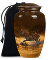 Zebra urn for women's cremation, personalized