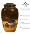 Zebra urn for women's cremation, personalized