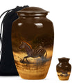 Zebra urn for women's cremation, personalized