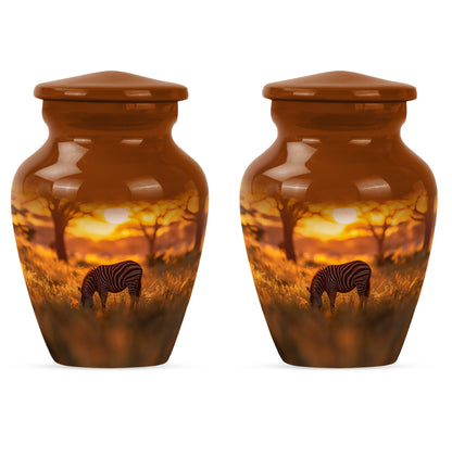 Personalized Zebra Keepsake Urn for Human Ashes - 10-inch, 200 cu in - Yatskia