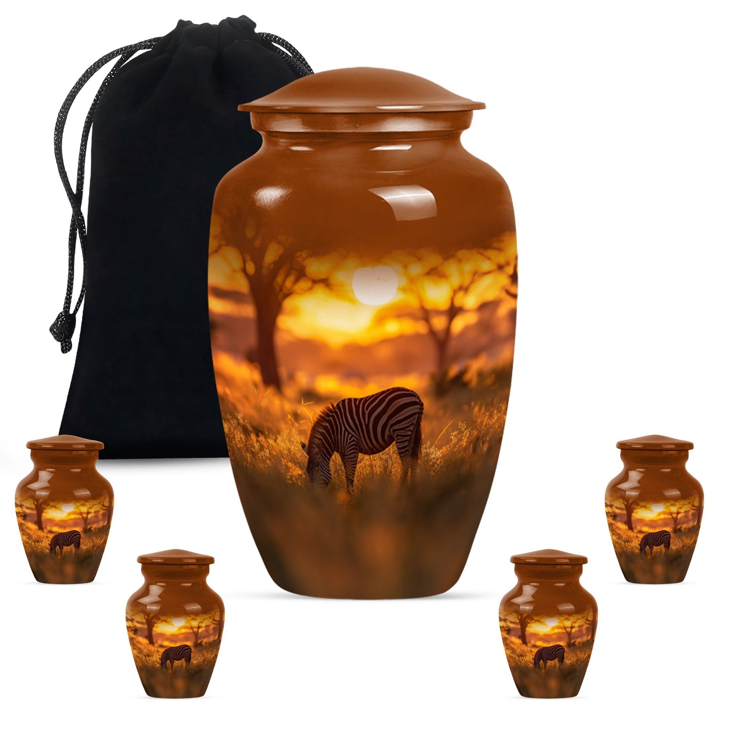 Personalized Zebra Keepsake Urn for Human Ashes - 10-inch, 200 cu in - Yatskia
