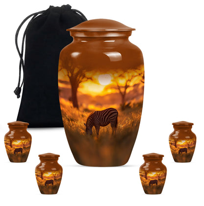 Personalized Zebra Keepsake Urn for Human Ashes - 10-inch, 200 cu in - Yatskia