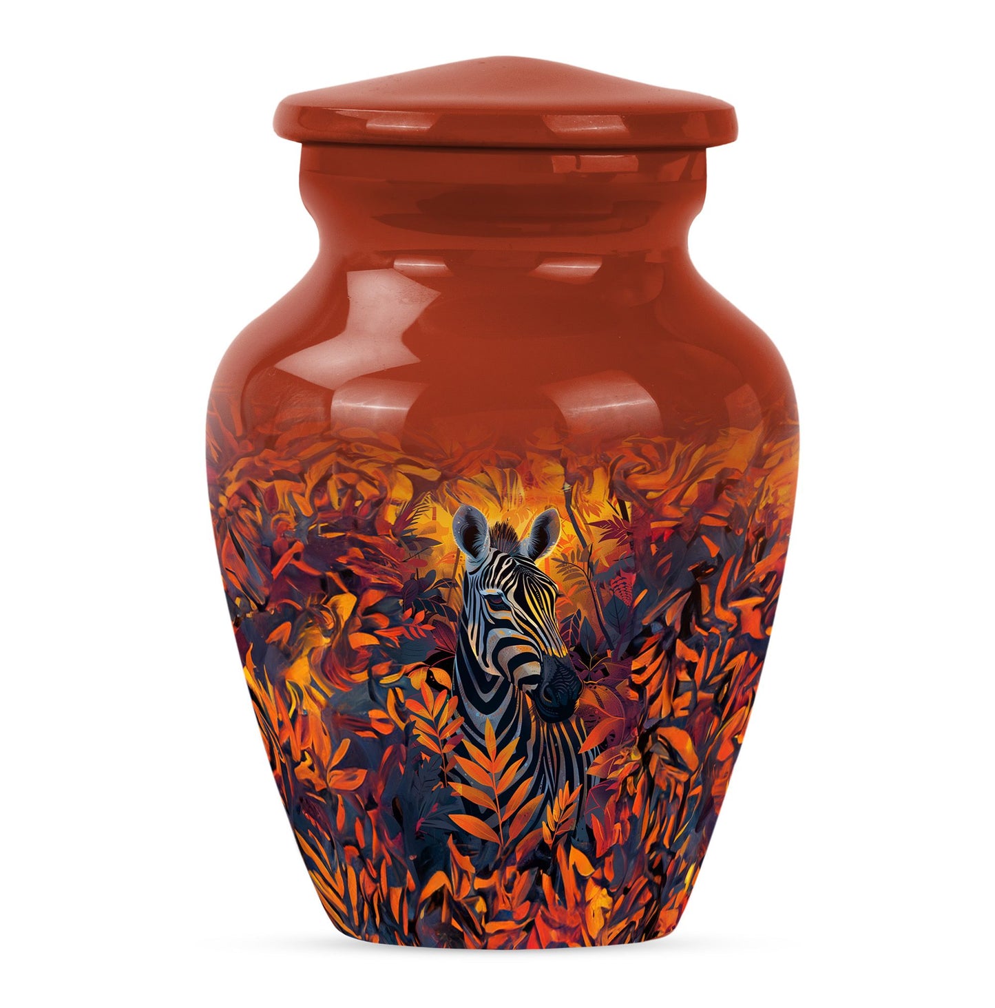 Personalized Zebra Keepsake Urn for Human Ashes - 10-inch, 200 cu in - Yatskia