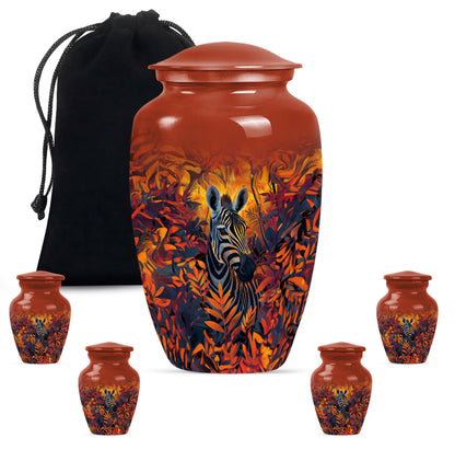 Personalized Zebra Keepsake Urn for Human Ashes - 10-inch, 200 cu in - Yatskia