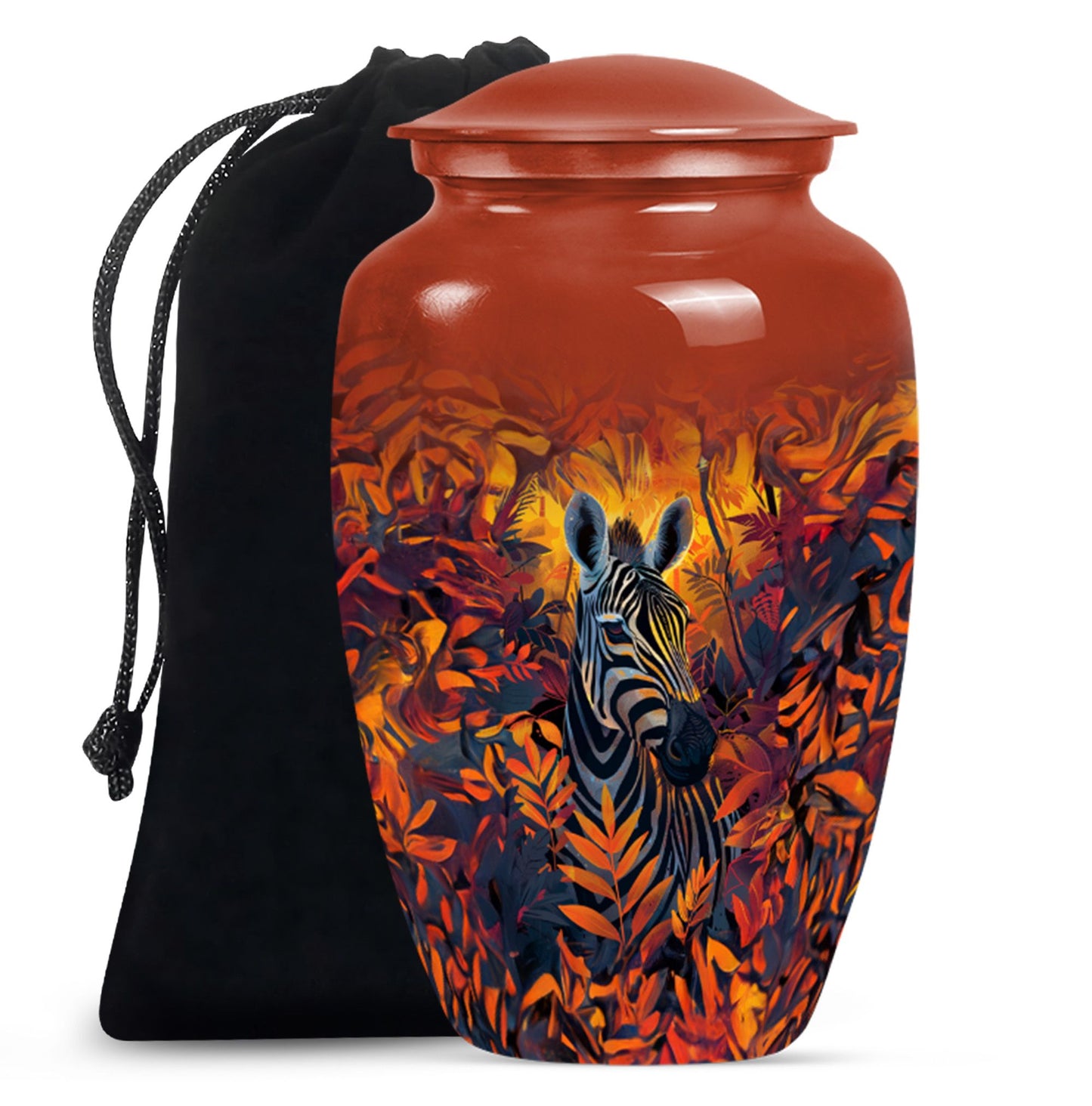 Personalized Zebra Keepsake Urn for Human Ashes - 10-inch, 200 cu in - Yatskia