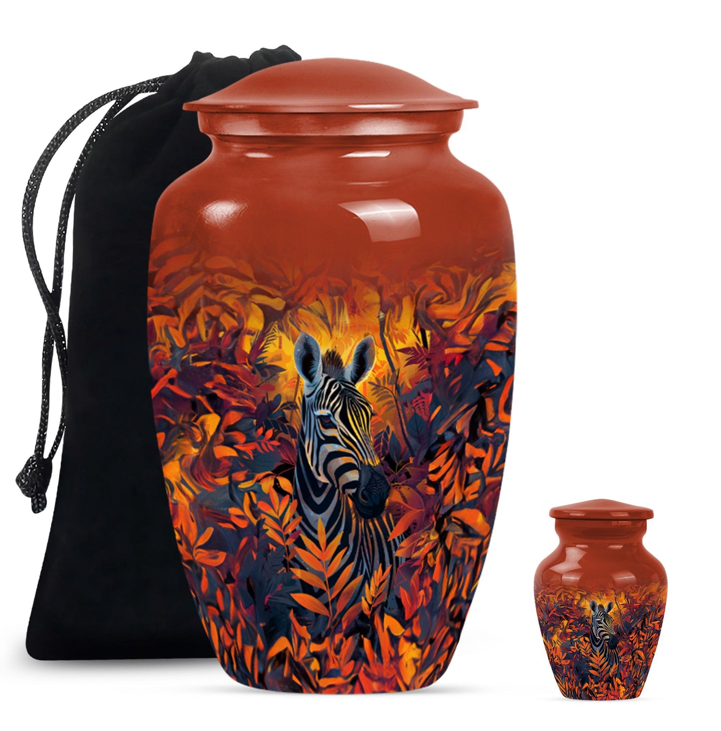 Personalized Zebra Keepsake Urn for Human Ashes - 10-inch, 200 cu in - Yatskia