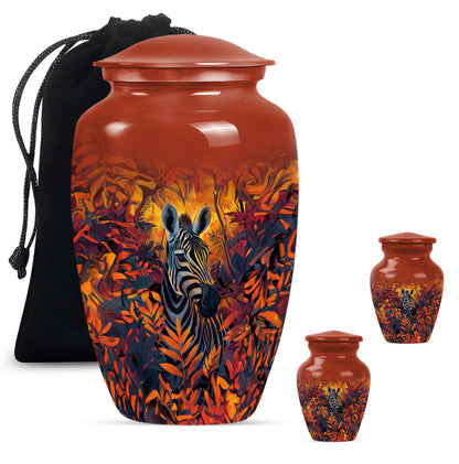 Personalized Zebra Keepsake Urn for Human Ashes - 10-inch, 200 cu in - Yatskia